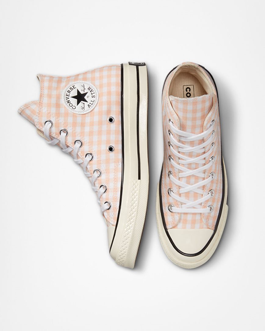 Tenisky Vysoke Converse Chuck 70 Gingham Damske Koralove Biele | SK PMGLI8